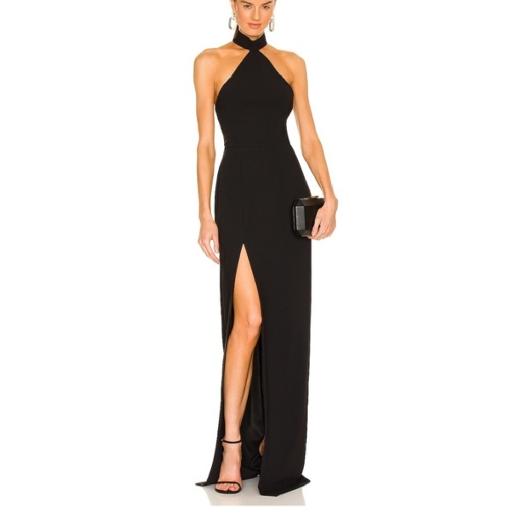 Amanda Uprichard Black Halter Maxi Dress
